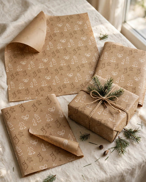 Kids Kraft Wrapping Paper 3-Pack - Design 3