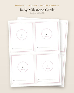 Baby Milestone Cards, Set of 20 (Printable)