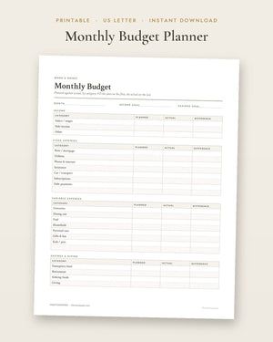 Monthly Budget Planner (Printable)